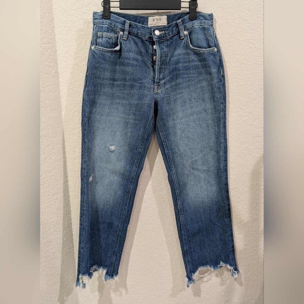 We The Free Mid Rise Straight Leg Distressed Jeans In Sequoia Blue - Picture 2 of 8